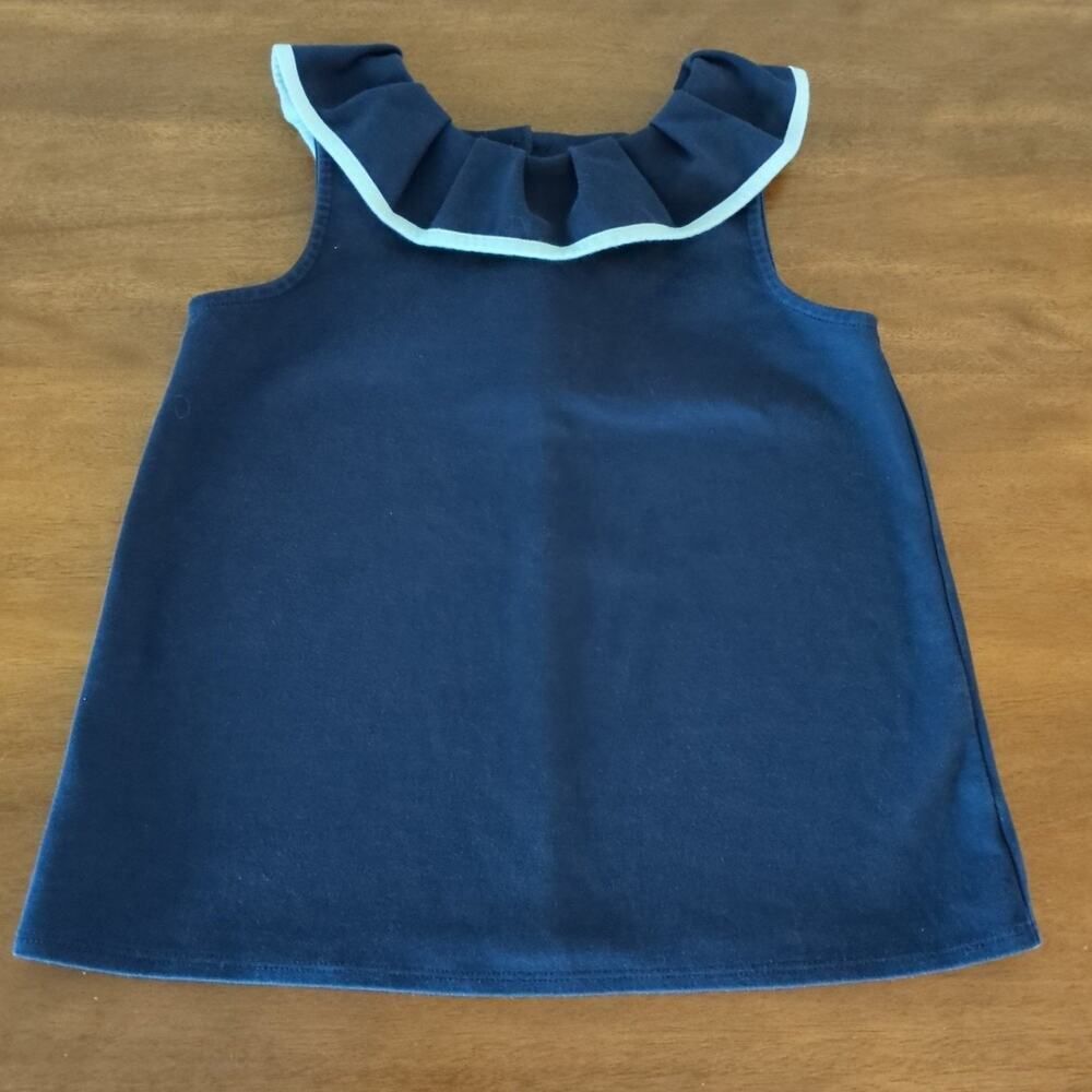 Janie and Jack Girl's Sleeveless Ponte Top Navy blue and white size 10 GUC
